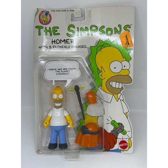 VTG 1990 Mattel The Simpsons Homer Simpson Talking Figure 5 Phrases SEALED Retro - Picture 6 of 6